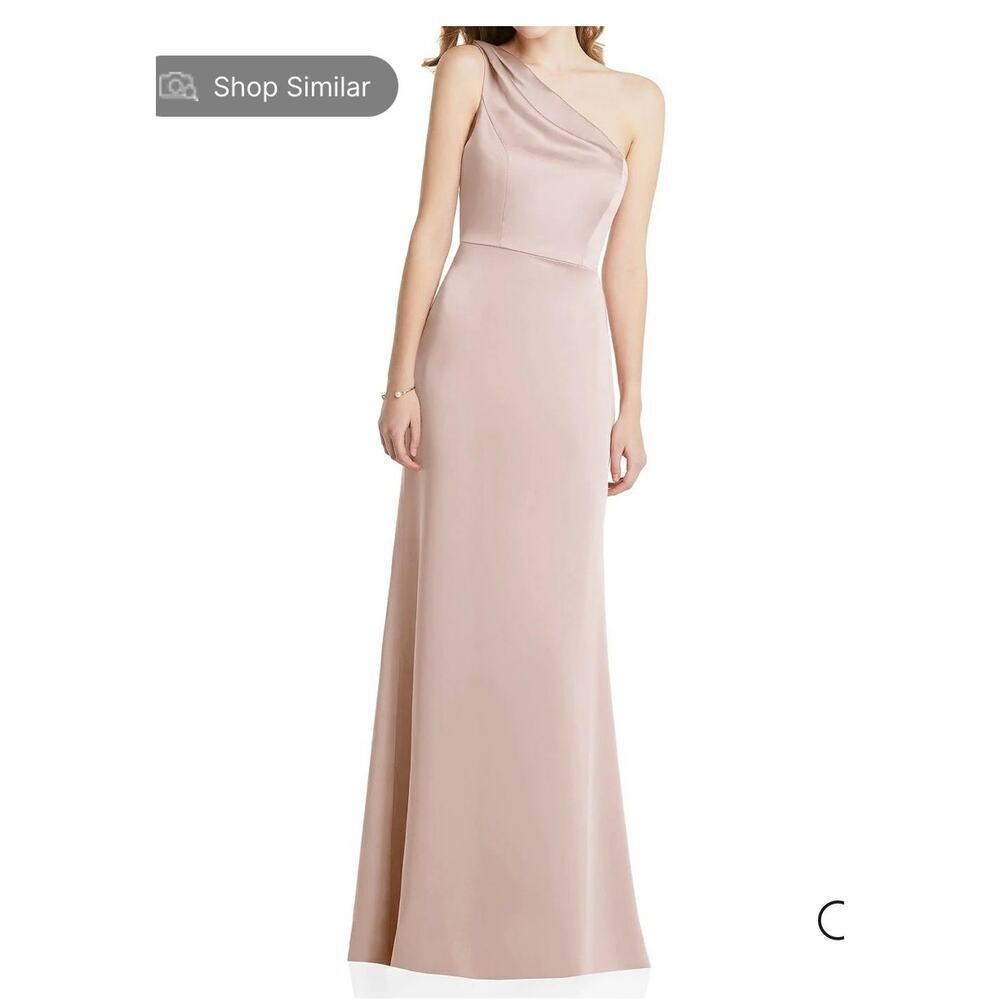 Lovely Shirred One-Shoulder Satin Trumpet Dress Size 14